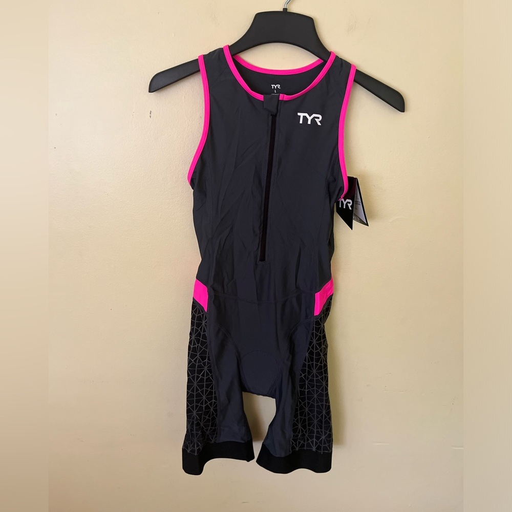 TYR Black and Pink Women's Triathlon Suit
